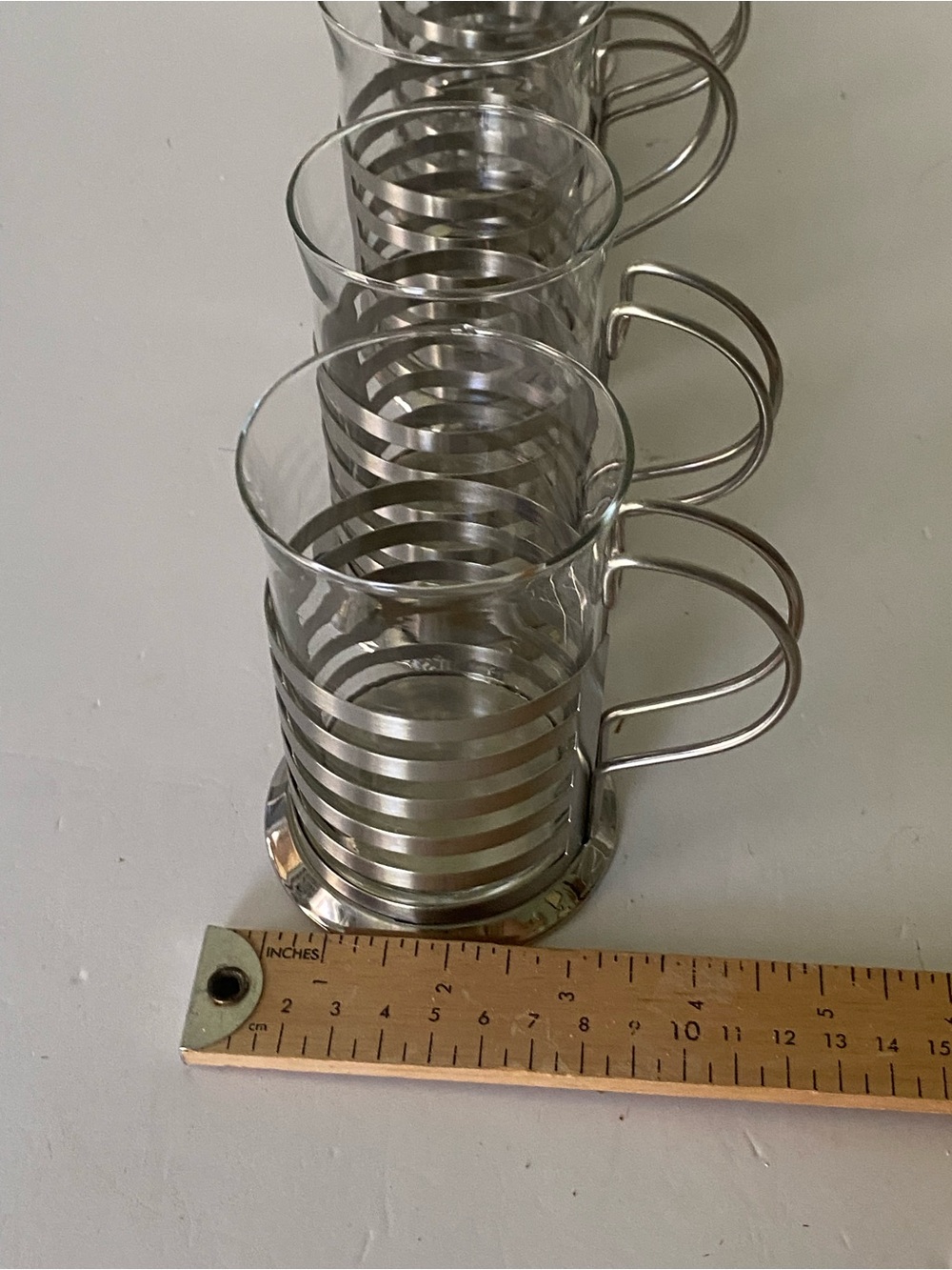 6 Glass Inserts With Decorative Silver Metal Handles - Picture 6 of 7